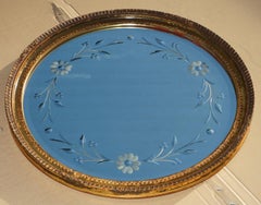 CiRCA 1930 VENETIAN ETCHED GLASS FRAME ROUND MIRROR WITH GOLD LEAF FRAME
