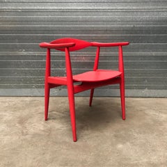 Very Rare Wegner Side Chair in Originally Red Painted Wood, circa 1930