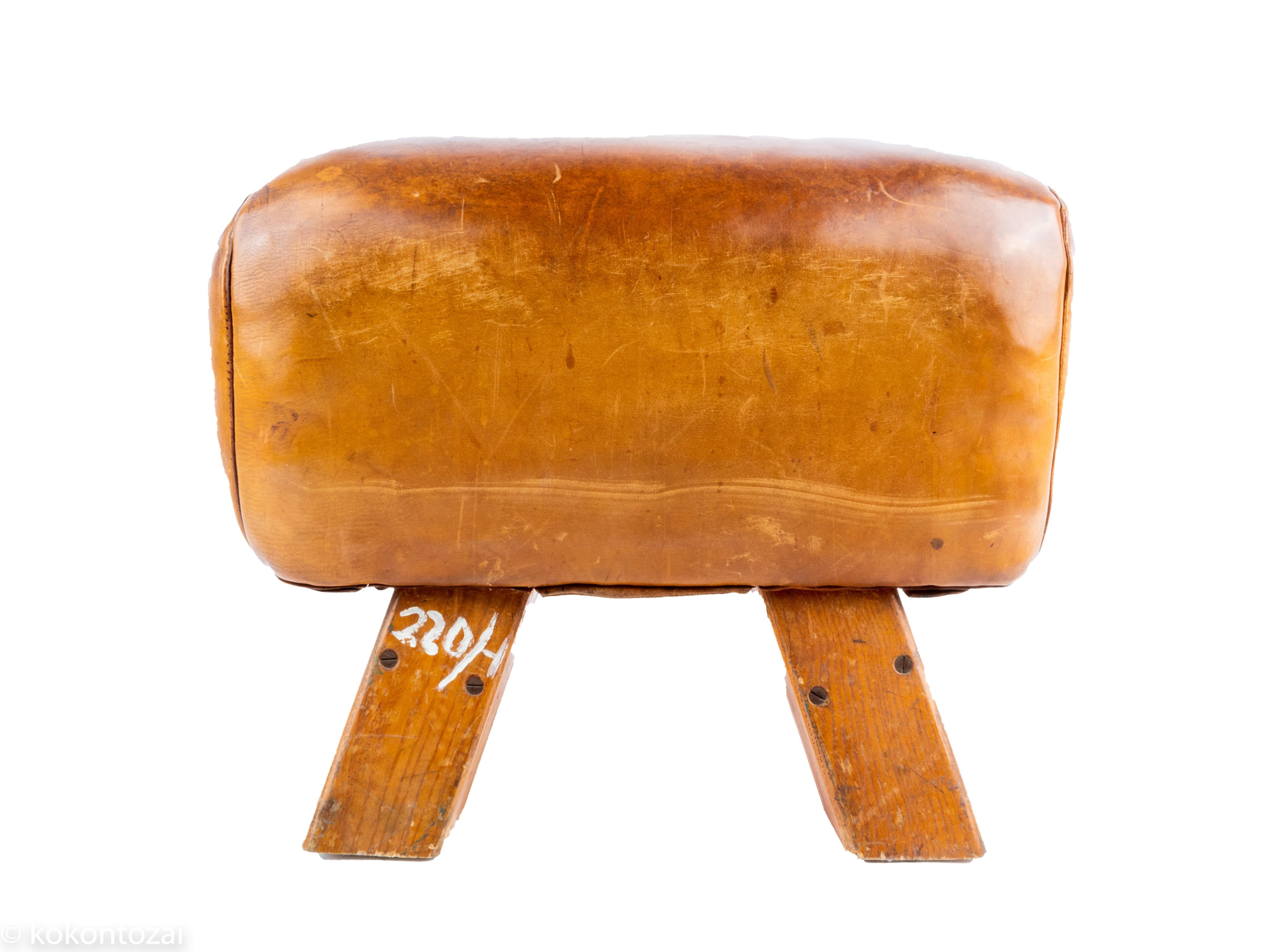 Czech Vintage Leather Gymnastics Pommel Horse, circa 1930
