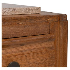 Circa 1930 Walnut Wood Art Deco Chest of Drawers with Marble Top