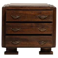 Circa 1930 Walnut Wood Art Deco Chest of Drawers with Marble Top