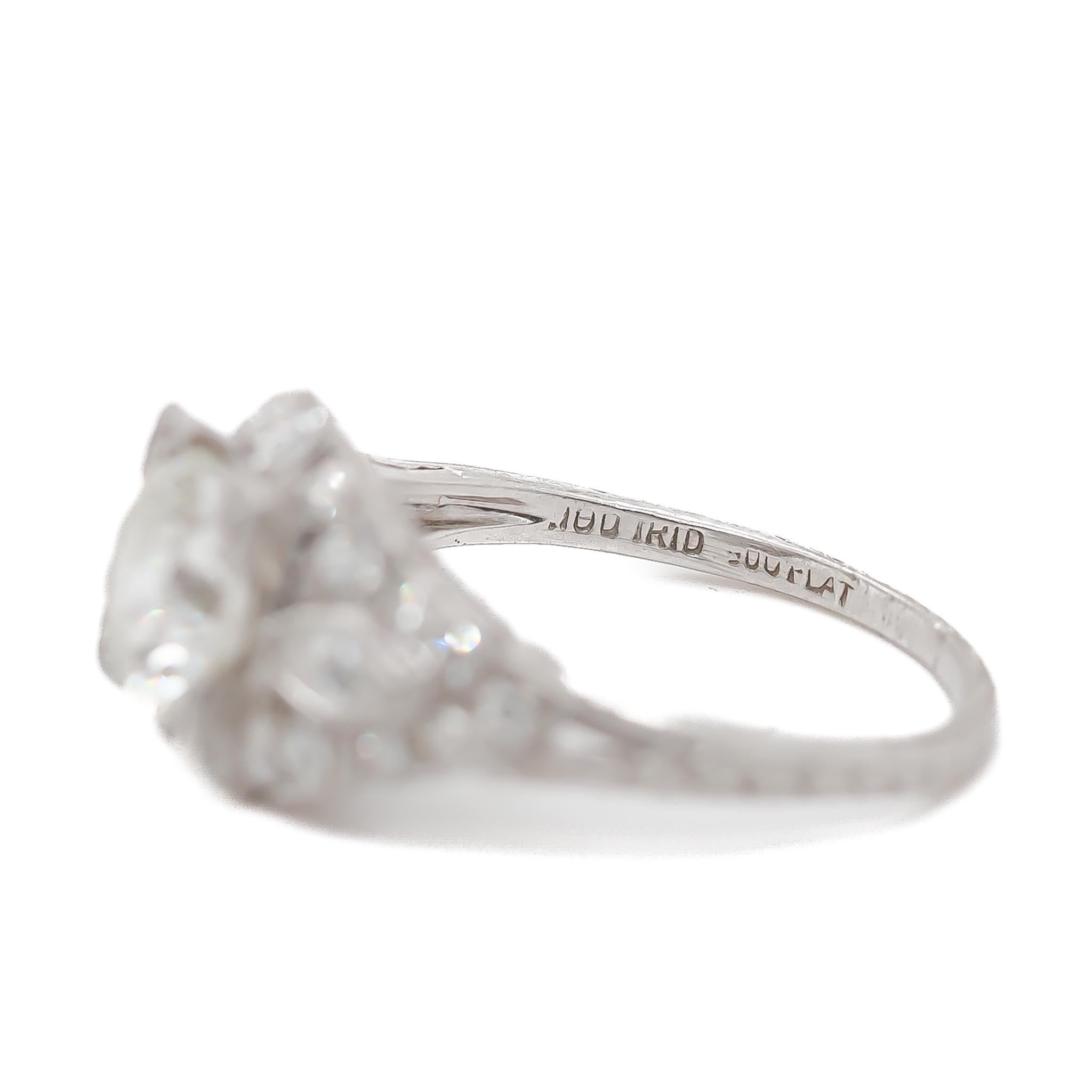 Verlobungsring aus Platin mit 1,30 Karat alteuropäischem Diamanten, ca. 1930er Jahre Damen im Angebot