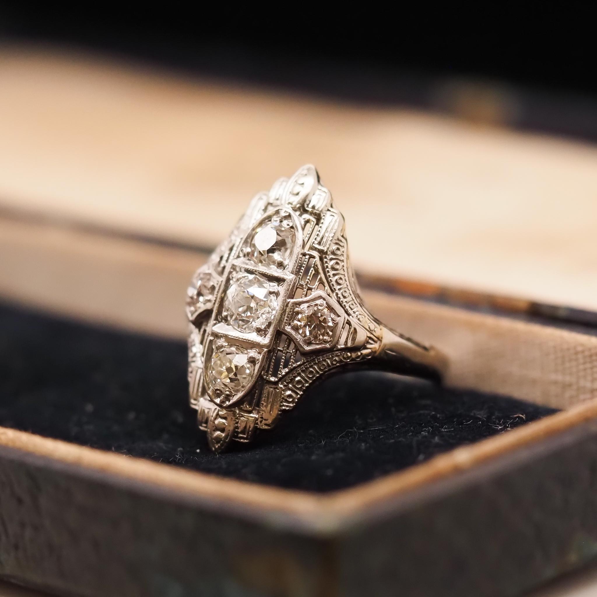 art deco shield ring