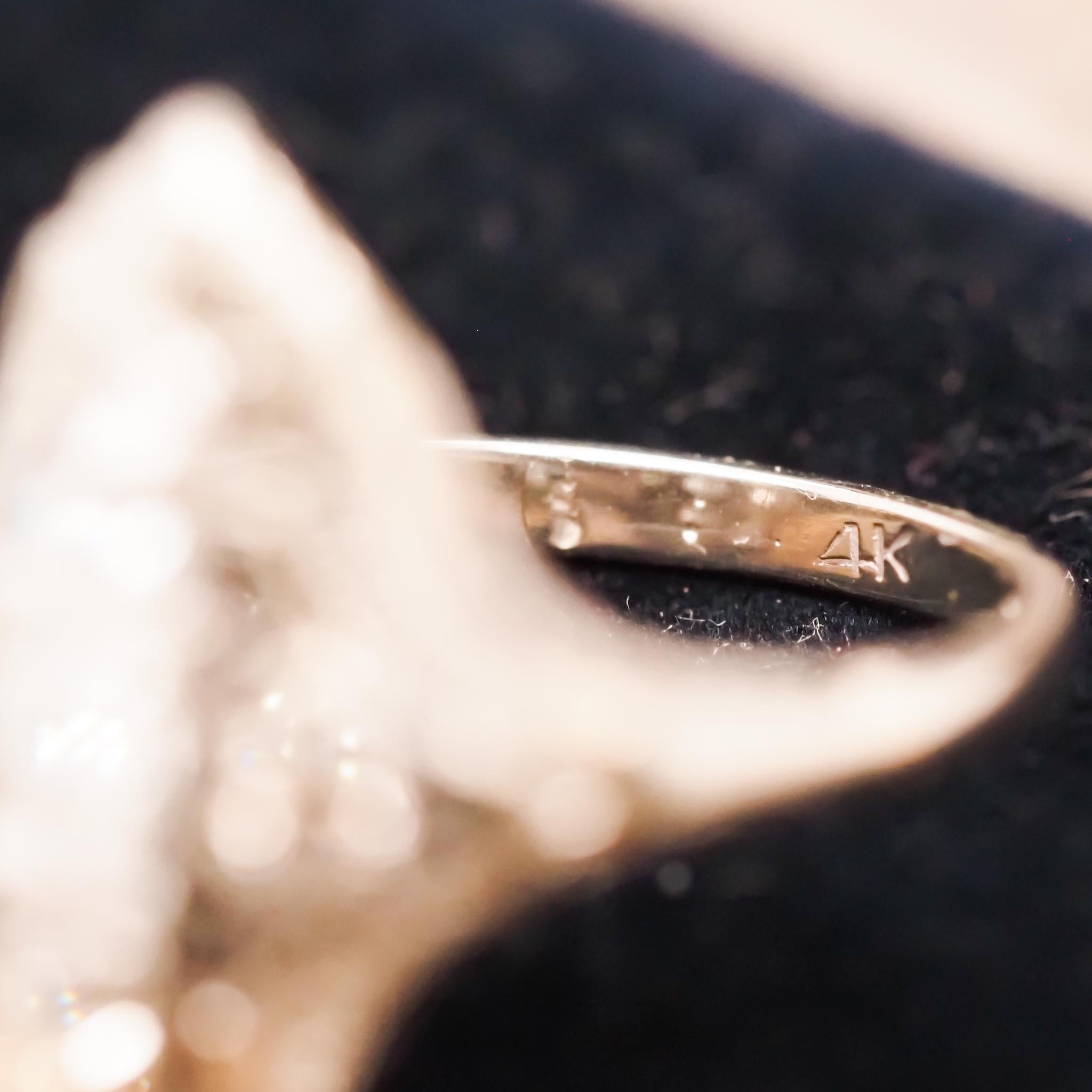 Women's Circa 1930s 14K White Gold Art Deco Shield Diamond Ring For Sale