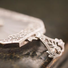 Circa 1930s 14K White Gold Camphor Crystal Diamond Pendant