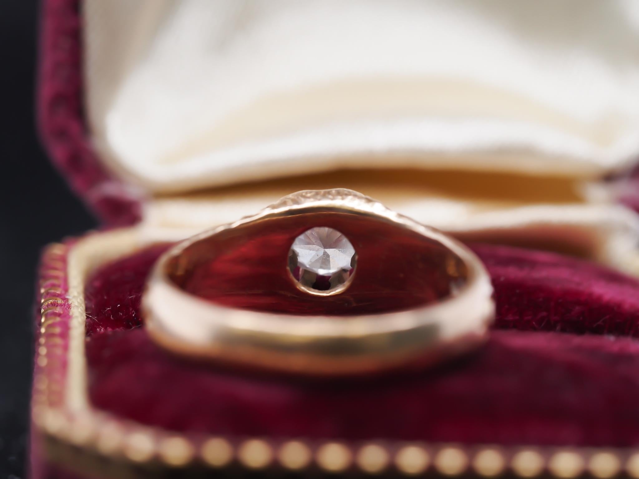 Circa 1930er Jahre Verlobungsring aus 14 Karat Gelbgold mit .50 Karat Diamant Damen im Angebot