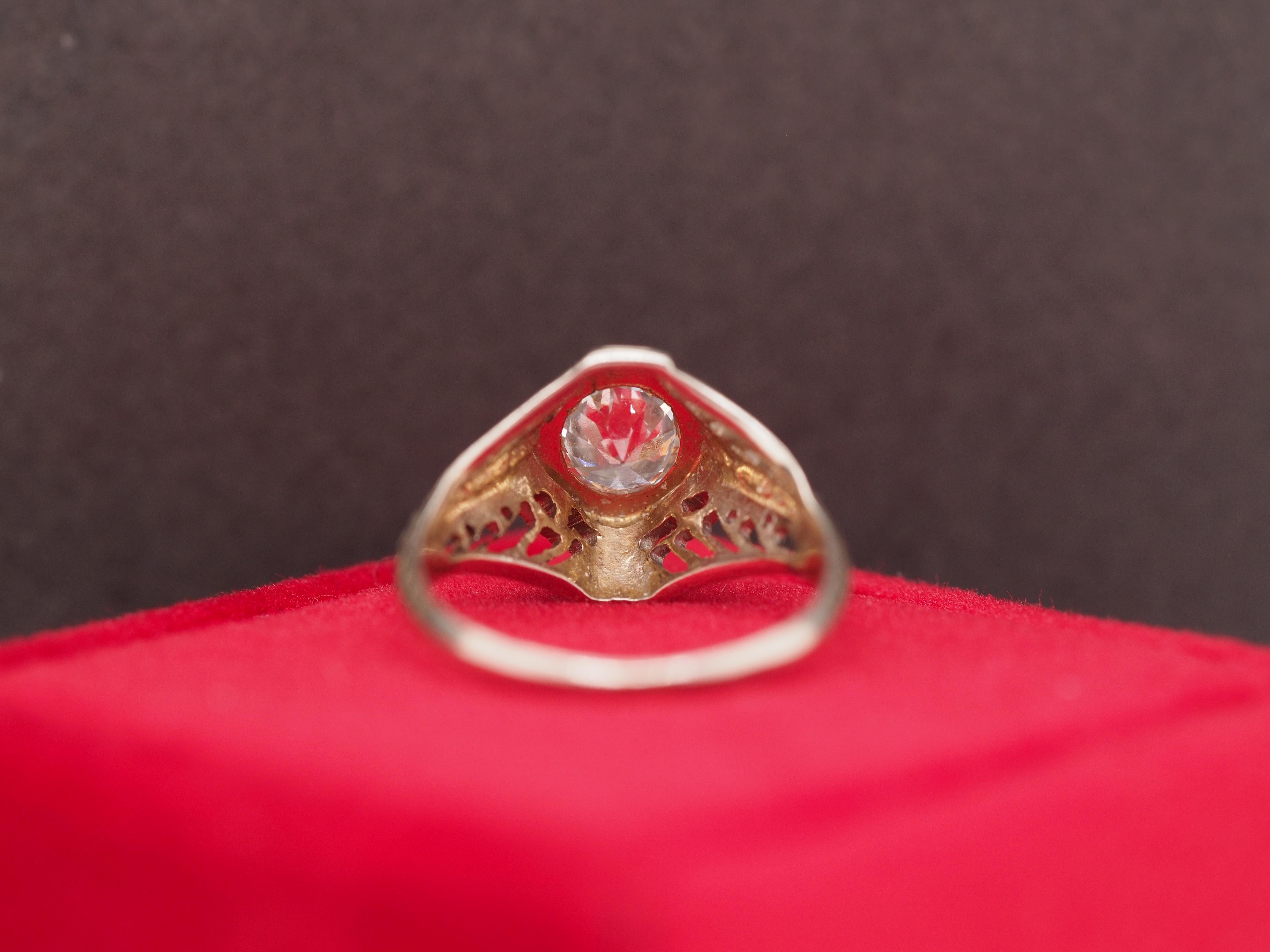Old European Cut Circa 1930s 18K White Gold .35ct Old European Brilliant Diamond Engagement Ring For Sale