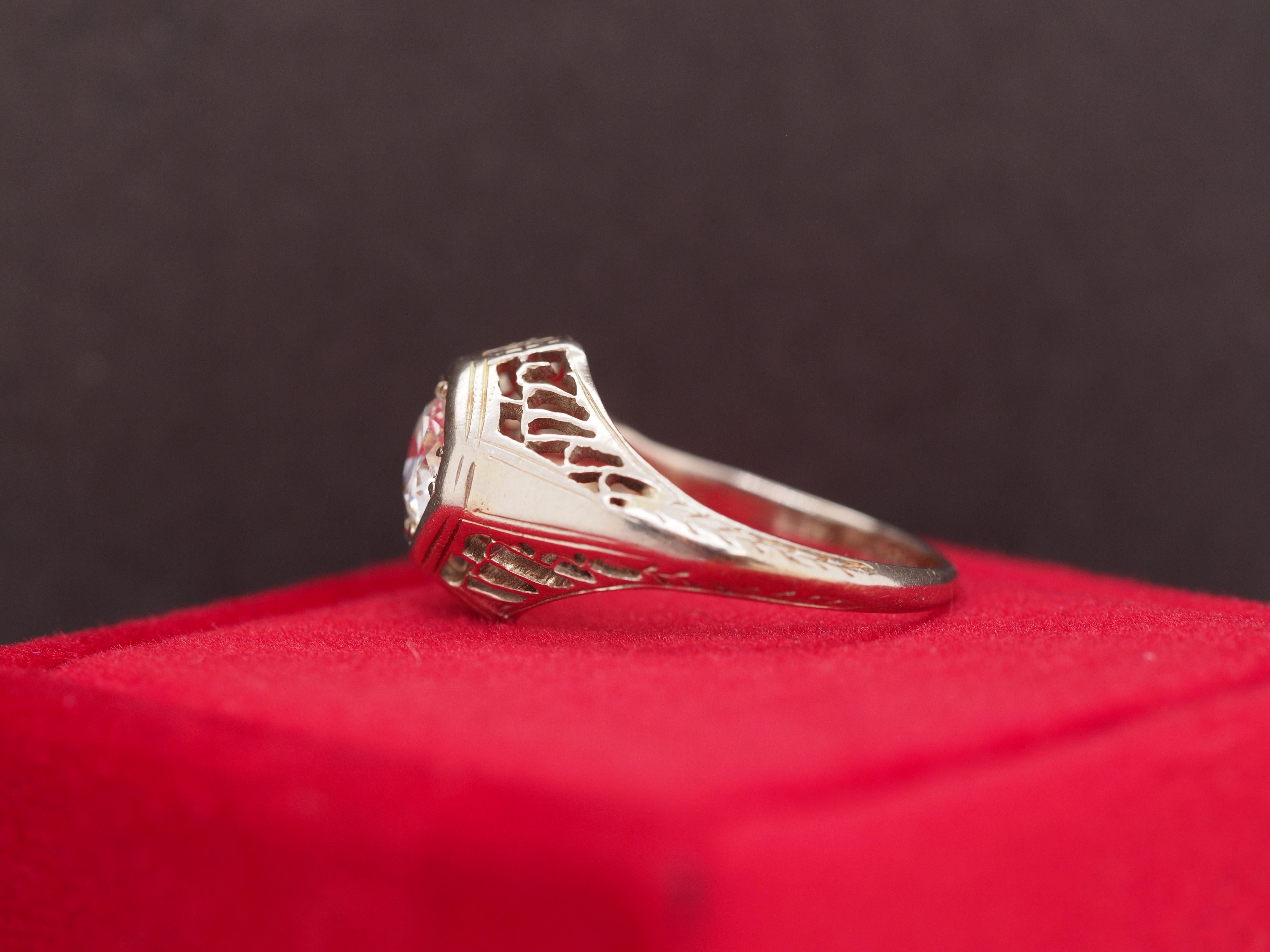 Circa 1930s 18K White Gold .35ct Old European Brilliant Diamond Engagement Ring In Good Condition For Sale In Atlanta, GA