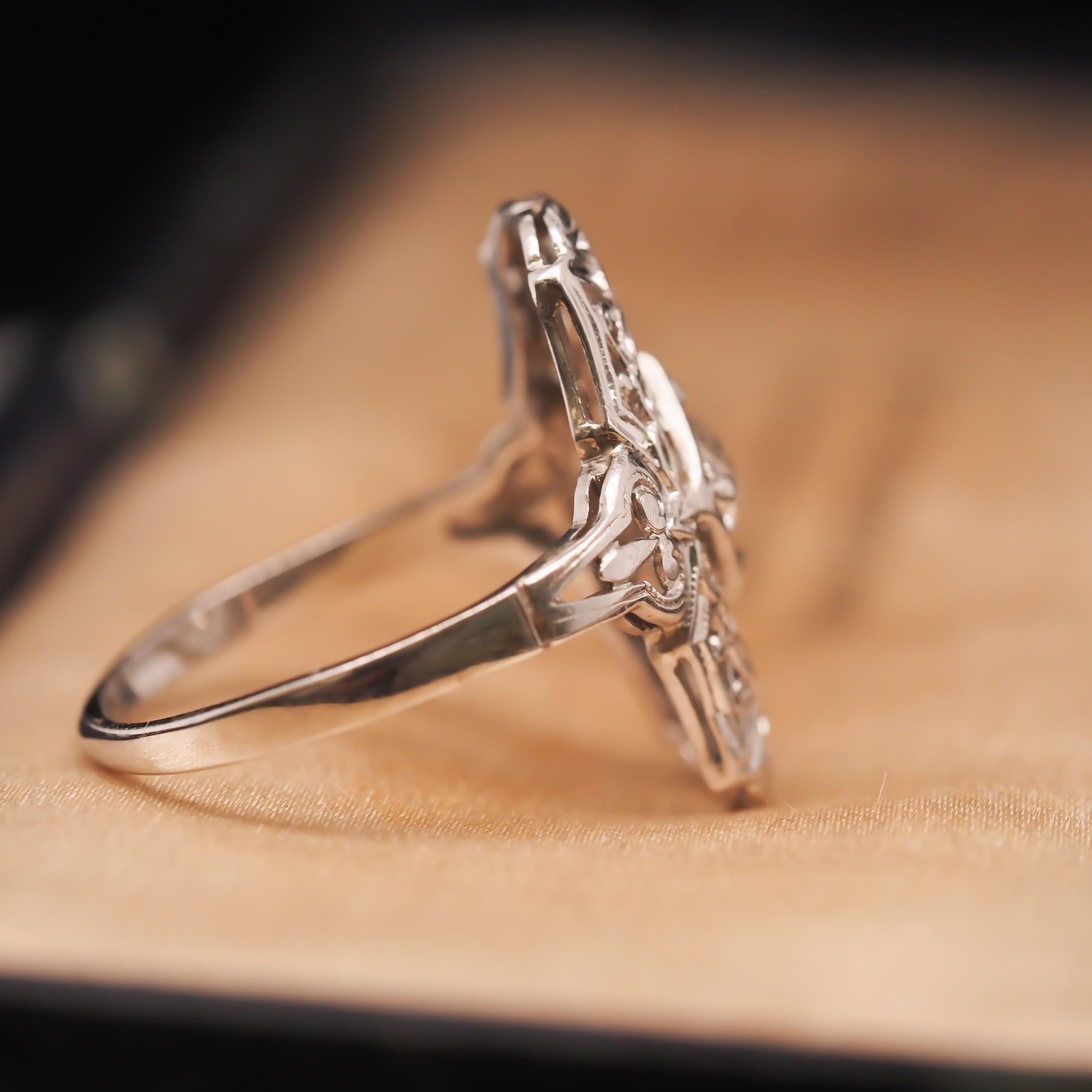 Old European Cut Circa 1930s 18K White Gold .50ct Old European Brilliant Diamond Ring For Sale