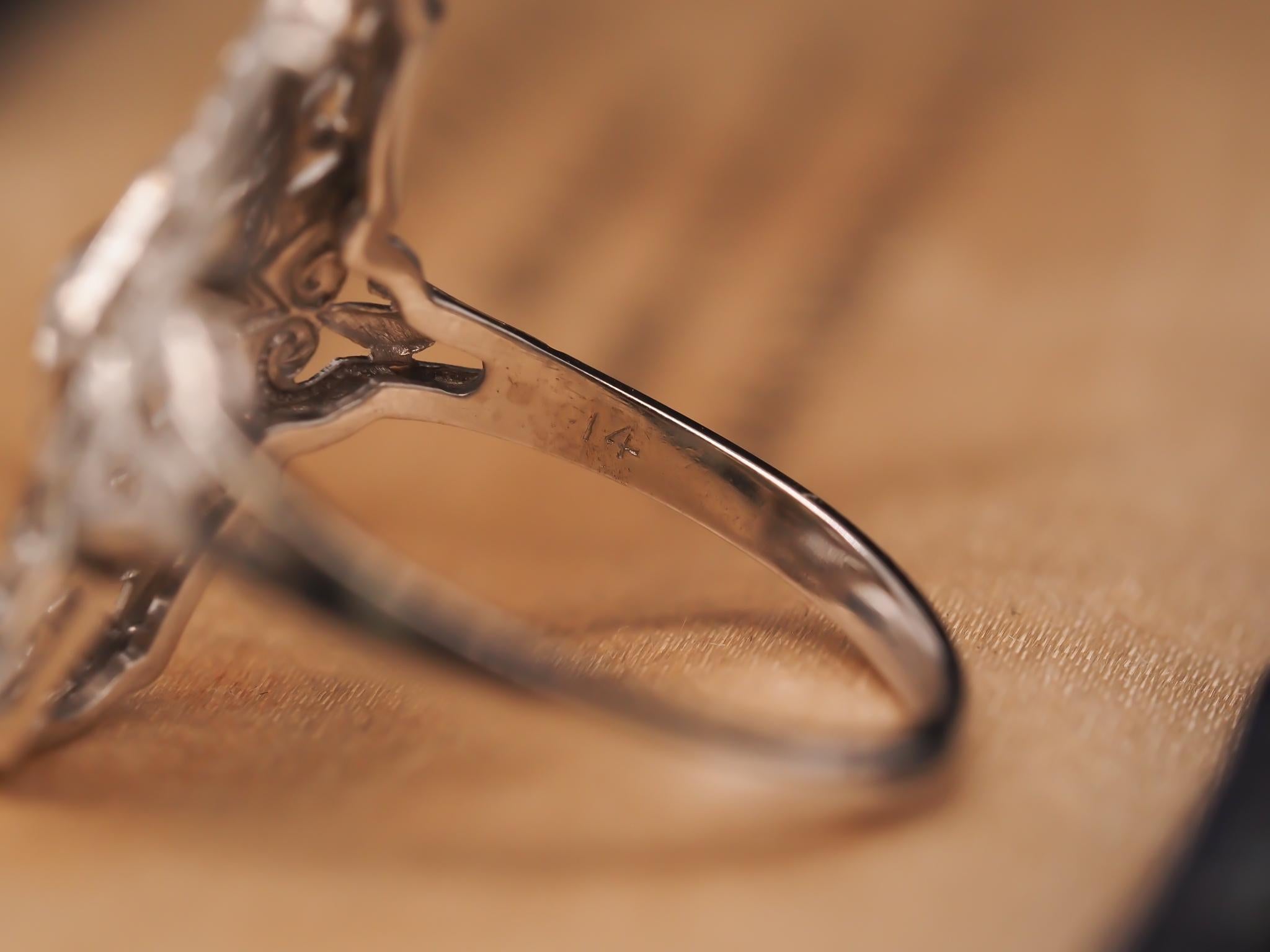 Circa 1930s 18K White Gold .50ct Old European Brilliant Diamond Ring In Good Condition For Sale In Hicksville, NY
