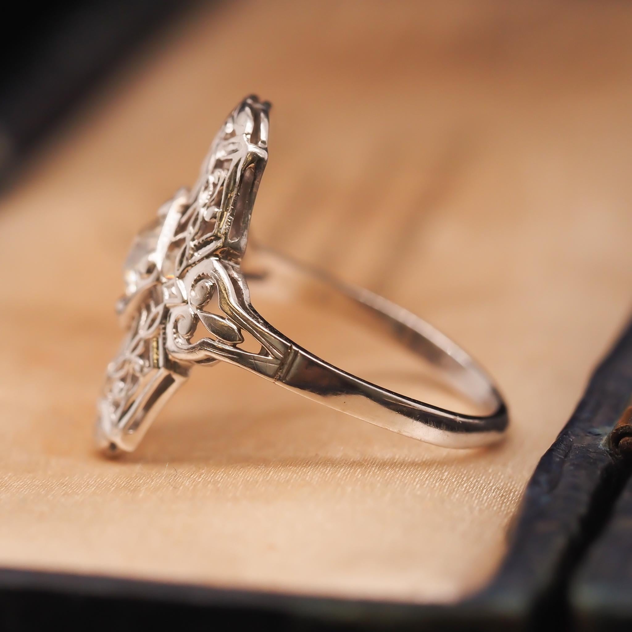 Circa 1930s 18K White Gold .50ct Old European Brilliant Diamond Ring For Sale 1