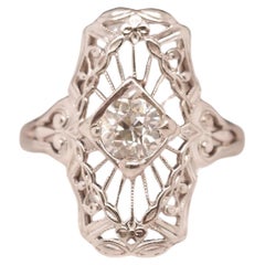 Circa 1930s Or blanc 18K .50ct Old European Brilliant Diamond Ring
