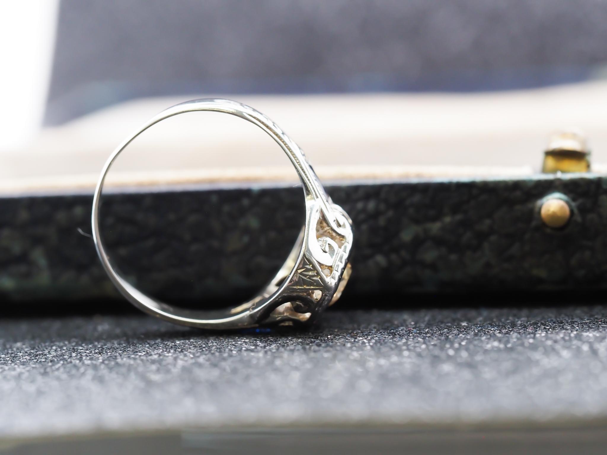 Circa 1930s 18K White Gold .80ct Diamond Art Deco Engagement Ring In Good Condition For Sale In Hicksville, NY