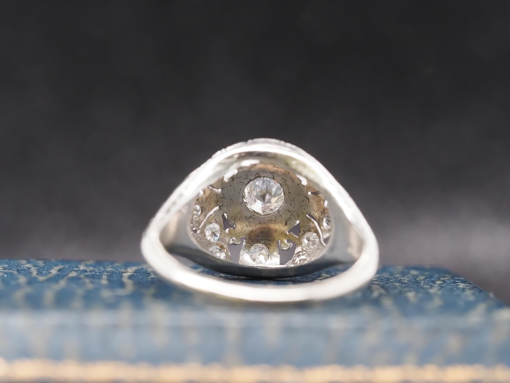 Circa 1930s 18K White Gold Art Deco Engagement Ring In Good Condition For Sale In Hicksville, NY