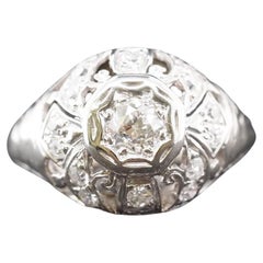 Verlobungsring aus 18 Karat Weißgold im Art déco-Stil, ca. 1930er Jahre