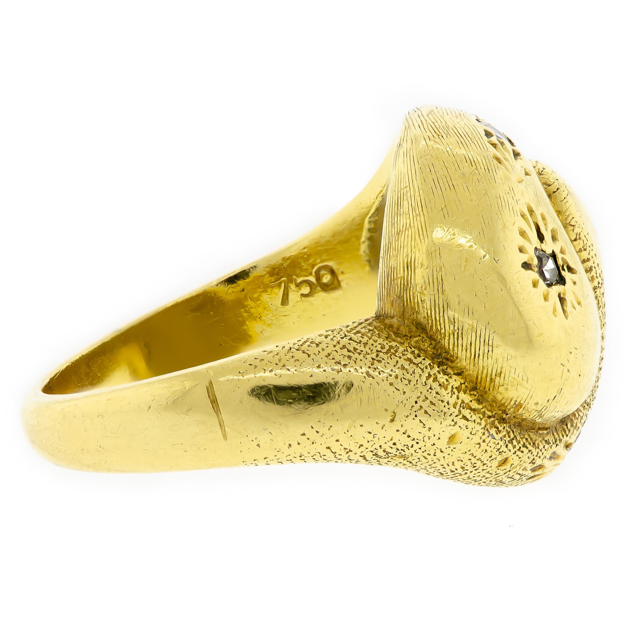 Single Cut Circa 1930's 18kt Yellow Gold Diamond Ring For Sale