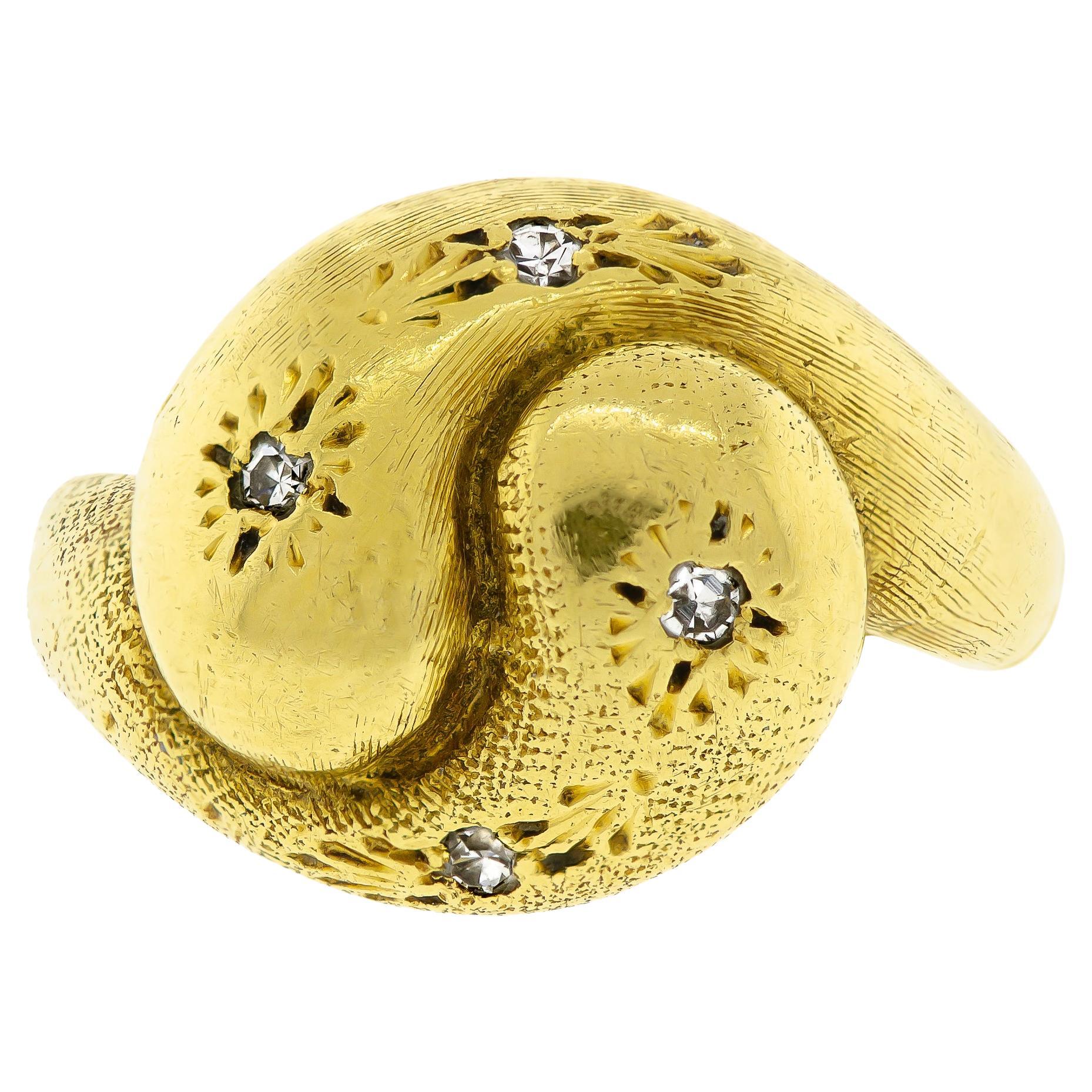 Bague en or jaune 18 carats avec diamants, c. 1930