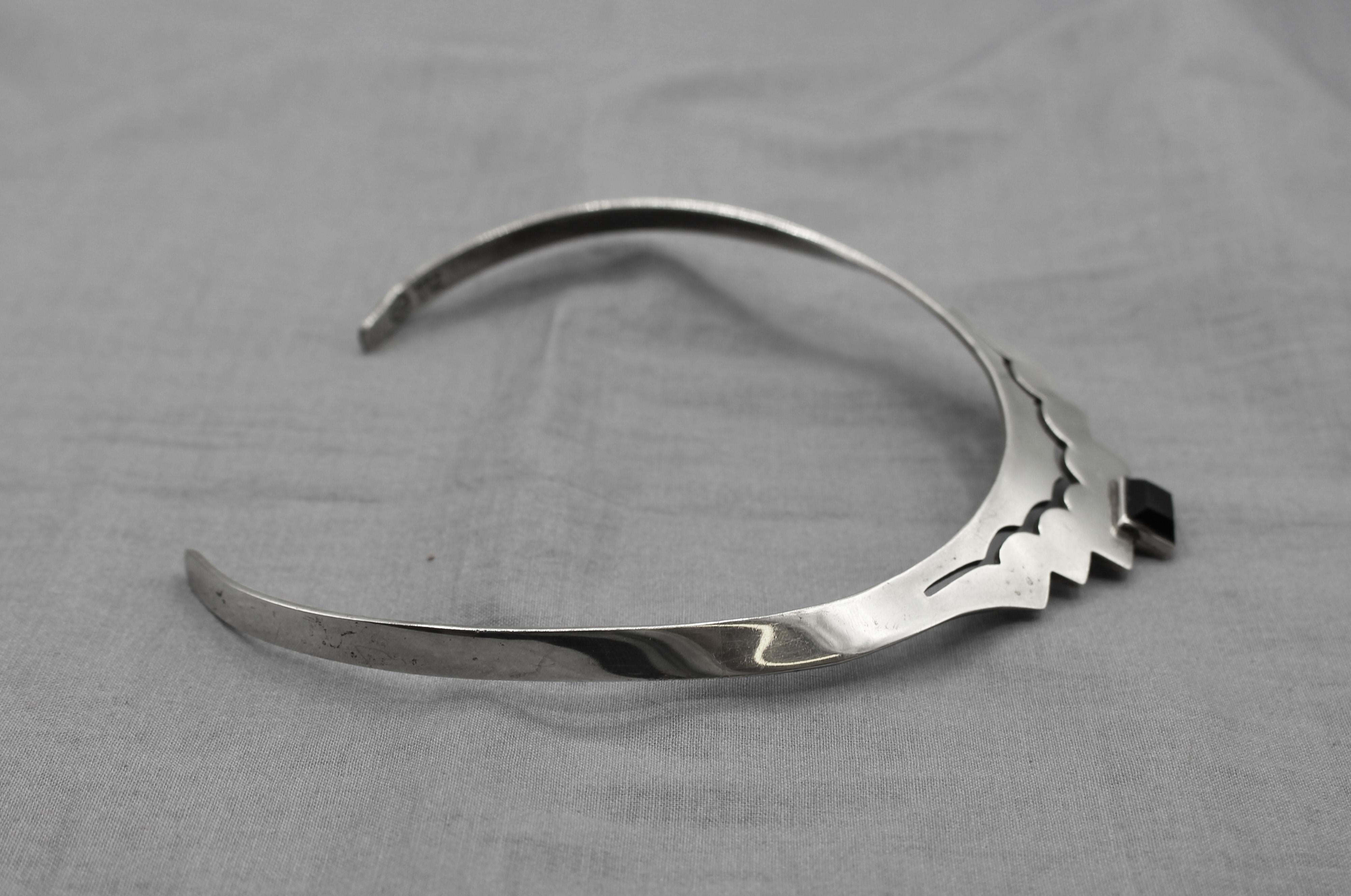 Art Déco Collana in argento e onice messicana Art Deco-Art Modern degli anni 1930-50 circa in vendita