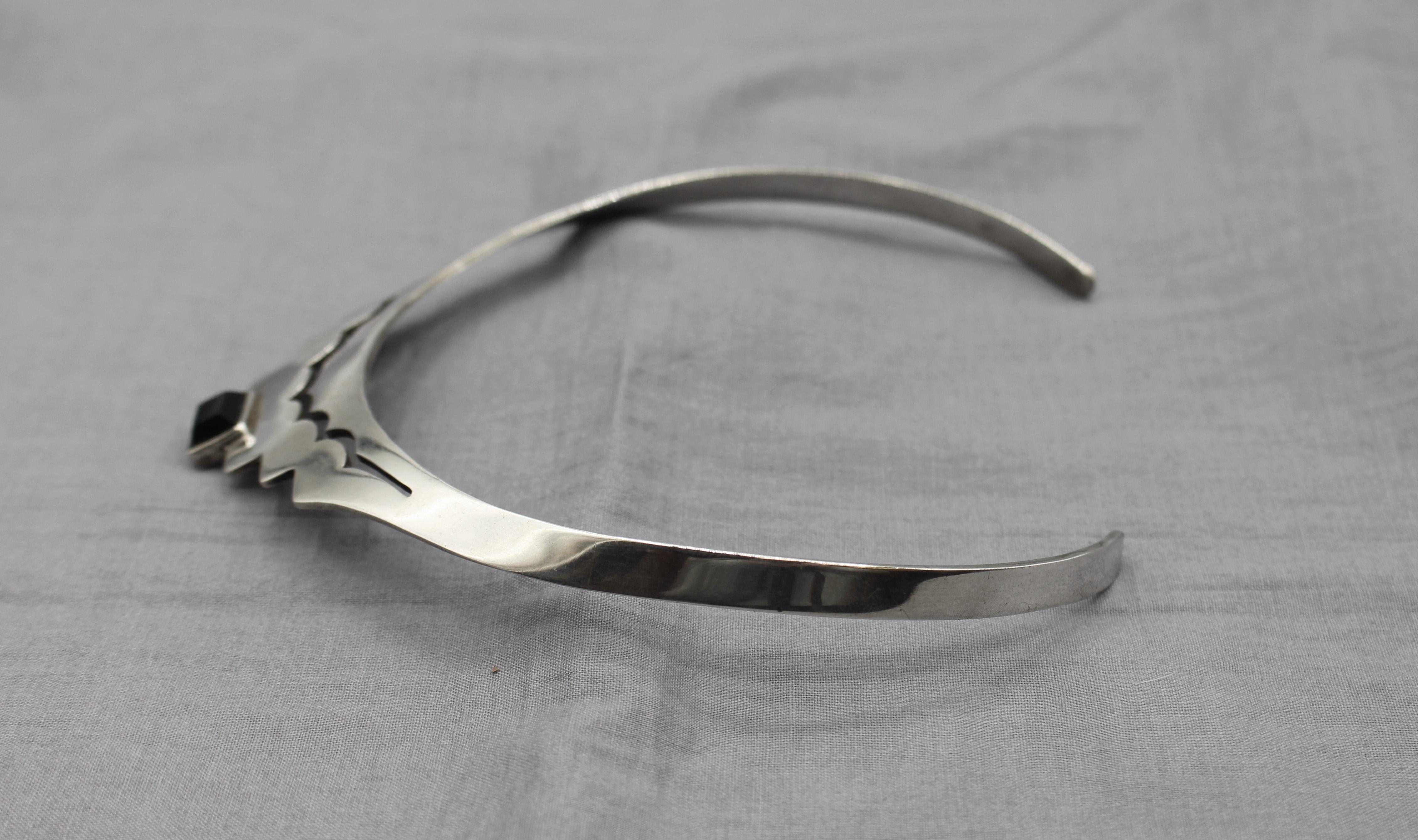 Collana in argento e onice messicana Art Deco-Art Modern degli anni 1930-50 circa In condizioni buone in vendita a Chapel Hill, NC