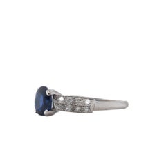 Bague de fiançailles en saphir de Birmanie non chauffé et diamant certifié AGL, datant des années 1930