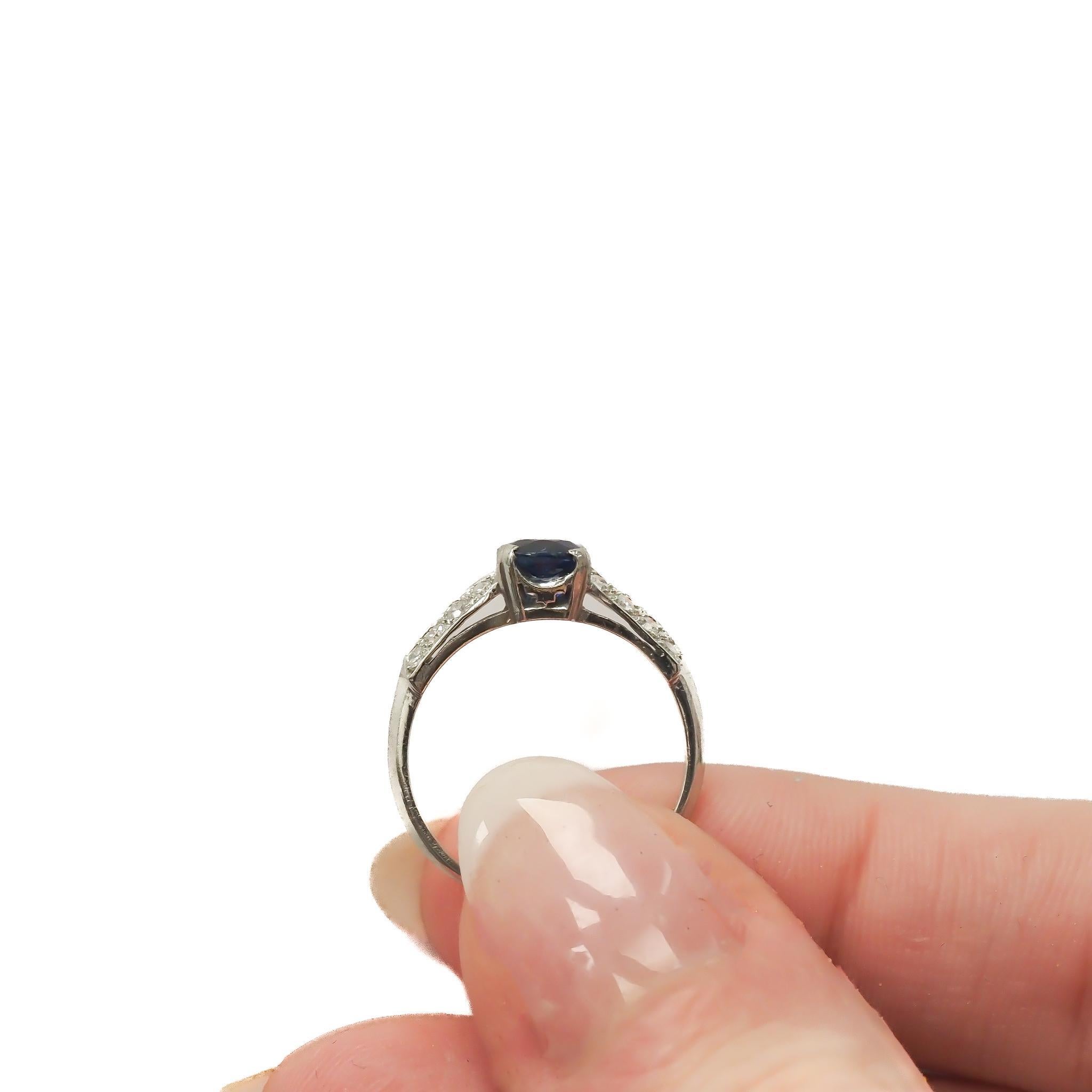 Women's Circa 1930s AGL Certified Burma Unheated Sapphire and Diamond Engagement Ring For Sale