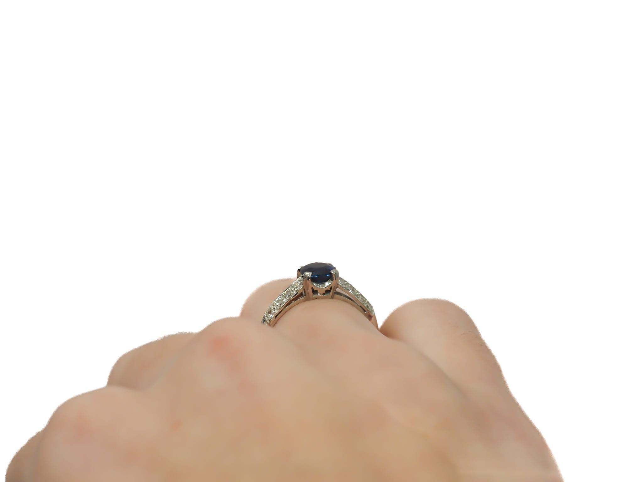 Circa 1930s AGL Certified Burma Unheated Sapphire and Diamond Engagement Ring For Sale 1
