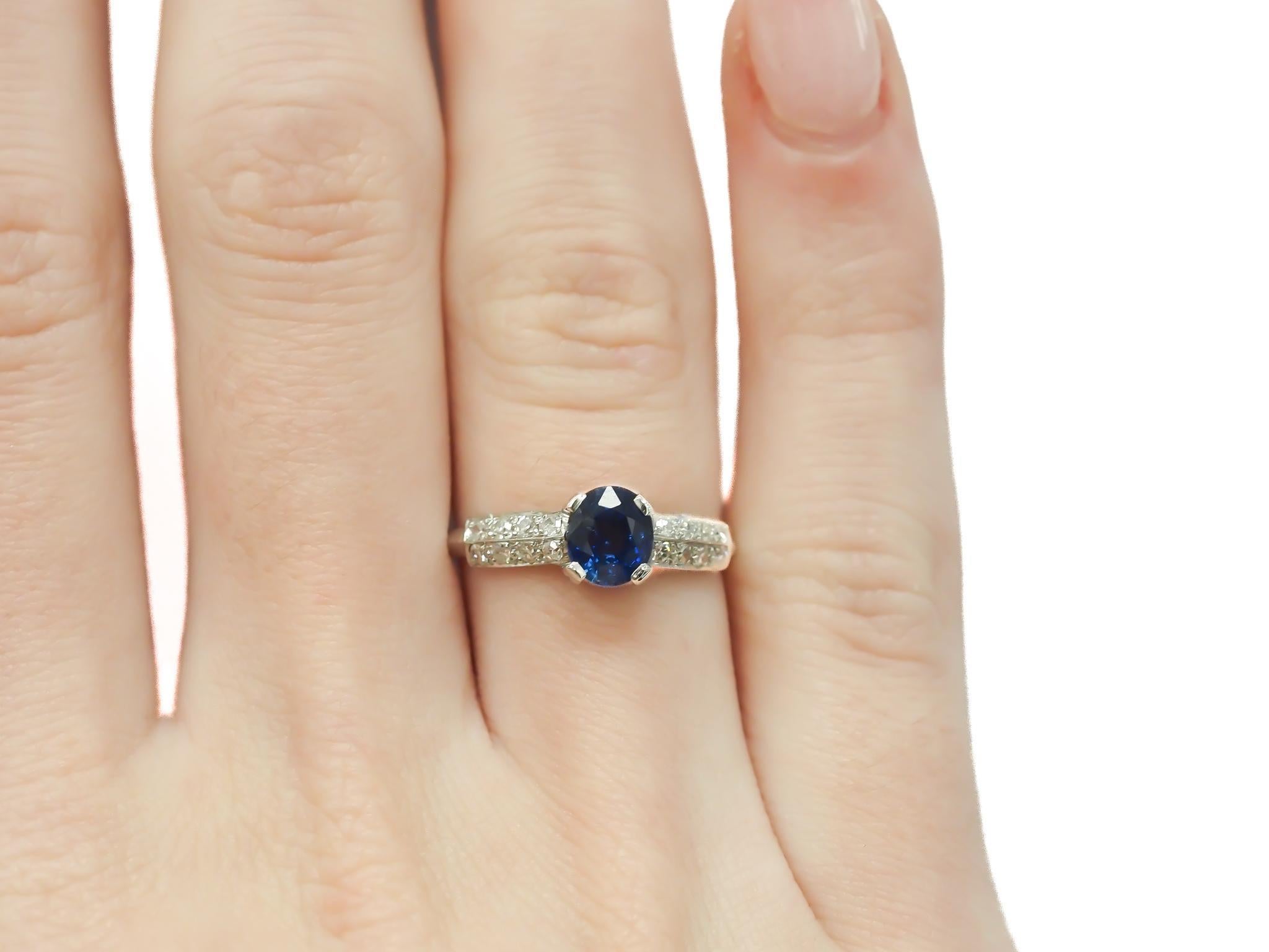Circa 1930s AGL Certified Burma Unheated Sapphire and Diamond Engagement Ring For Sale 3