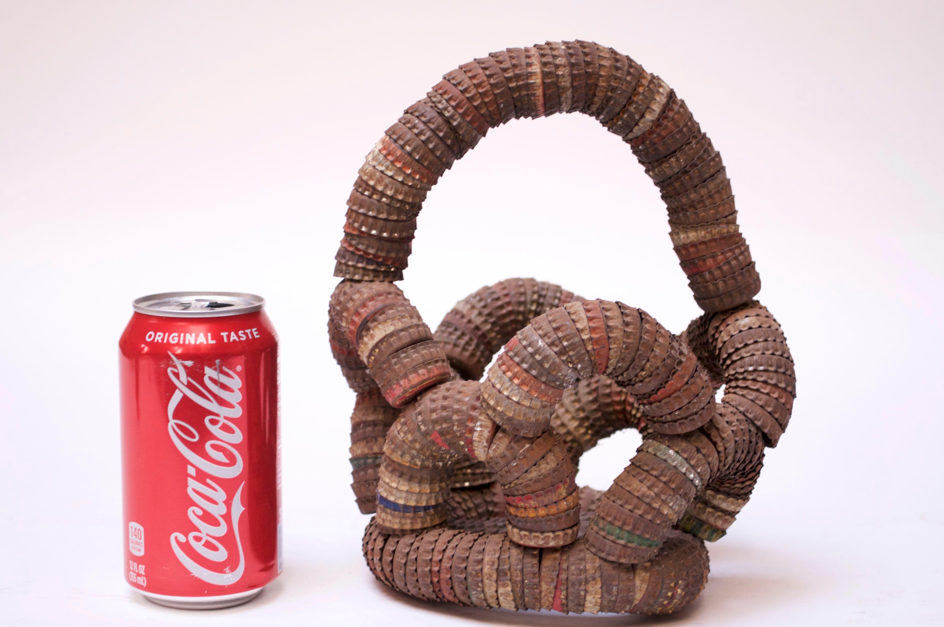 Mid-20th Century Circa 1930s American Folk Art Bottle-Cap Basket