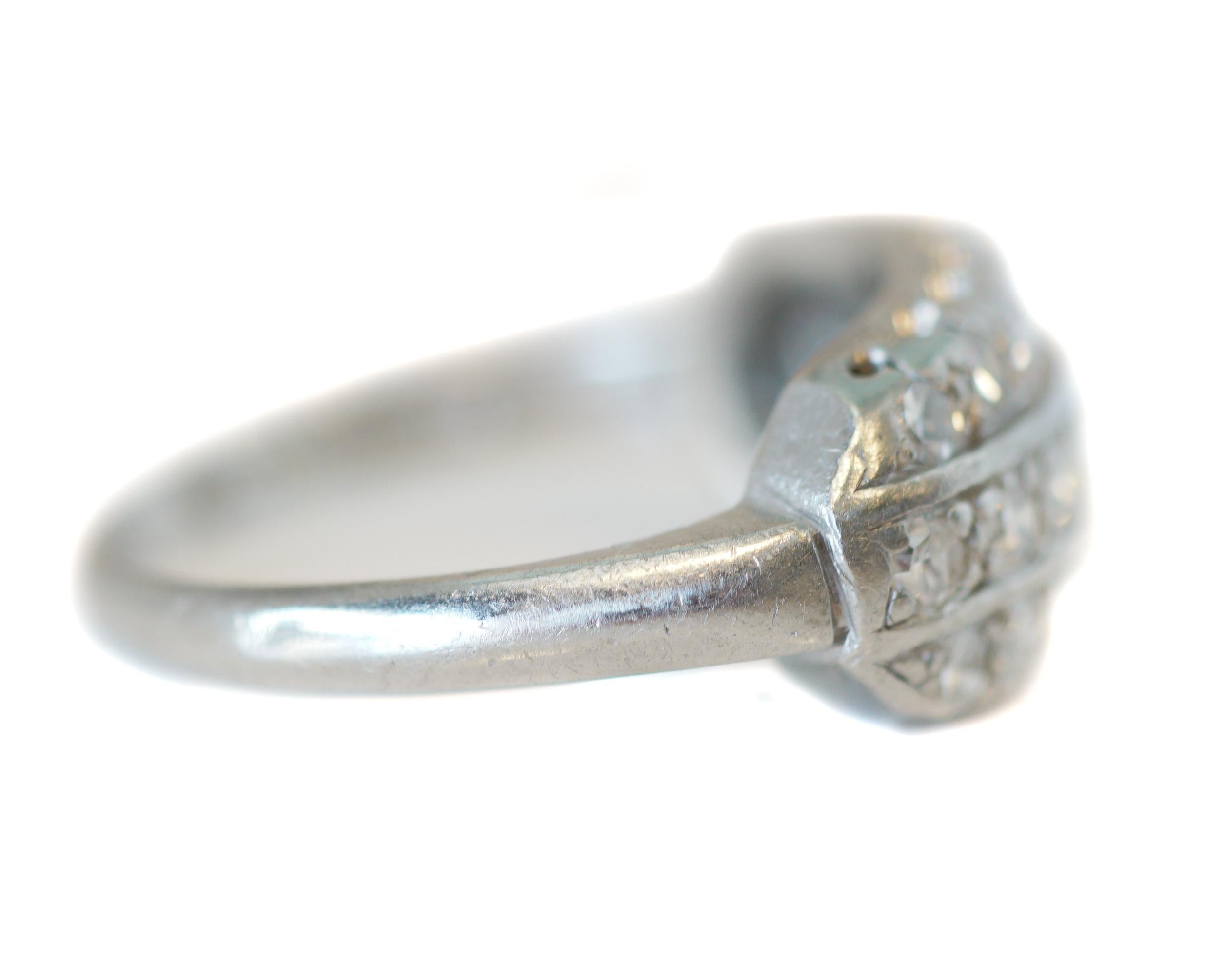 Round Cut Art Deco 1 Carat 3-Row Antique Singlecut Diamond Platinum Ring, circa 1930s