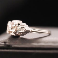Circa 1930s Art Deco 18K White Gold .70ct Old European Diamond Engagement Ring