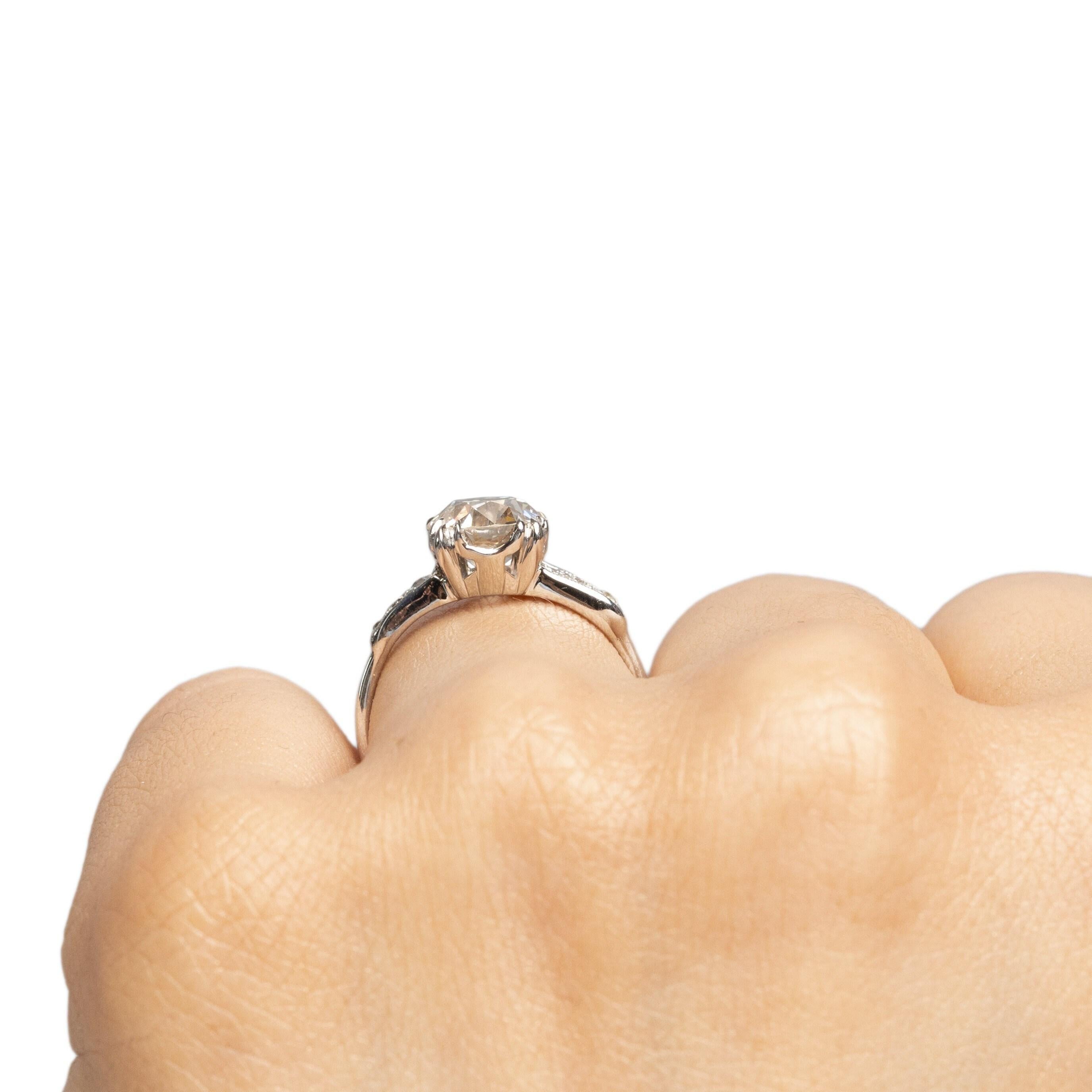 Circa 1930's Art Deco 18K White Gold Over 2Ct Old Mine Cut Diamond Ring 3