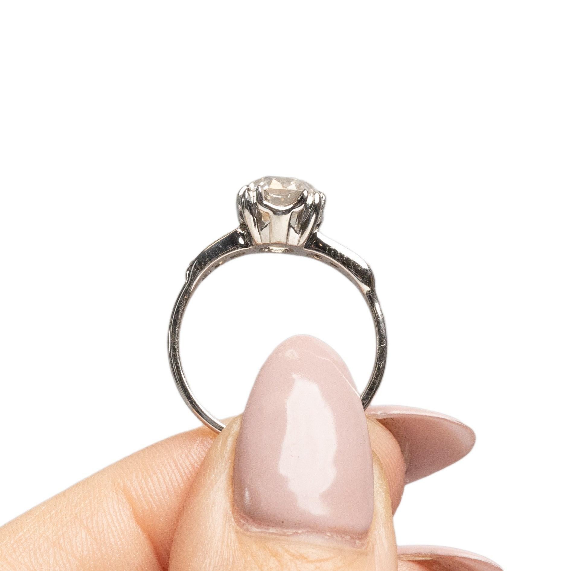 Circa 1930's Art Deco 18K White Gold Over 2Ct Old Mine Cut Diamond Ring 5