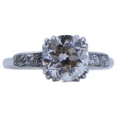 Circa 1930er Jahre Art Deco 18K Weißgold Over 2Ct Diamantring mit alteuropäischem Minenschliff