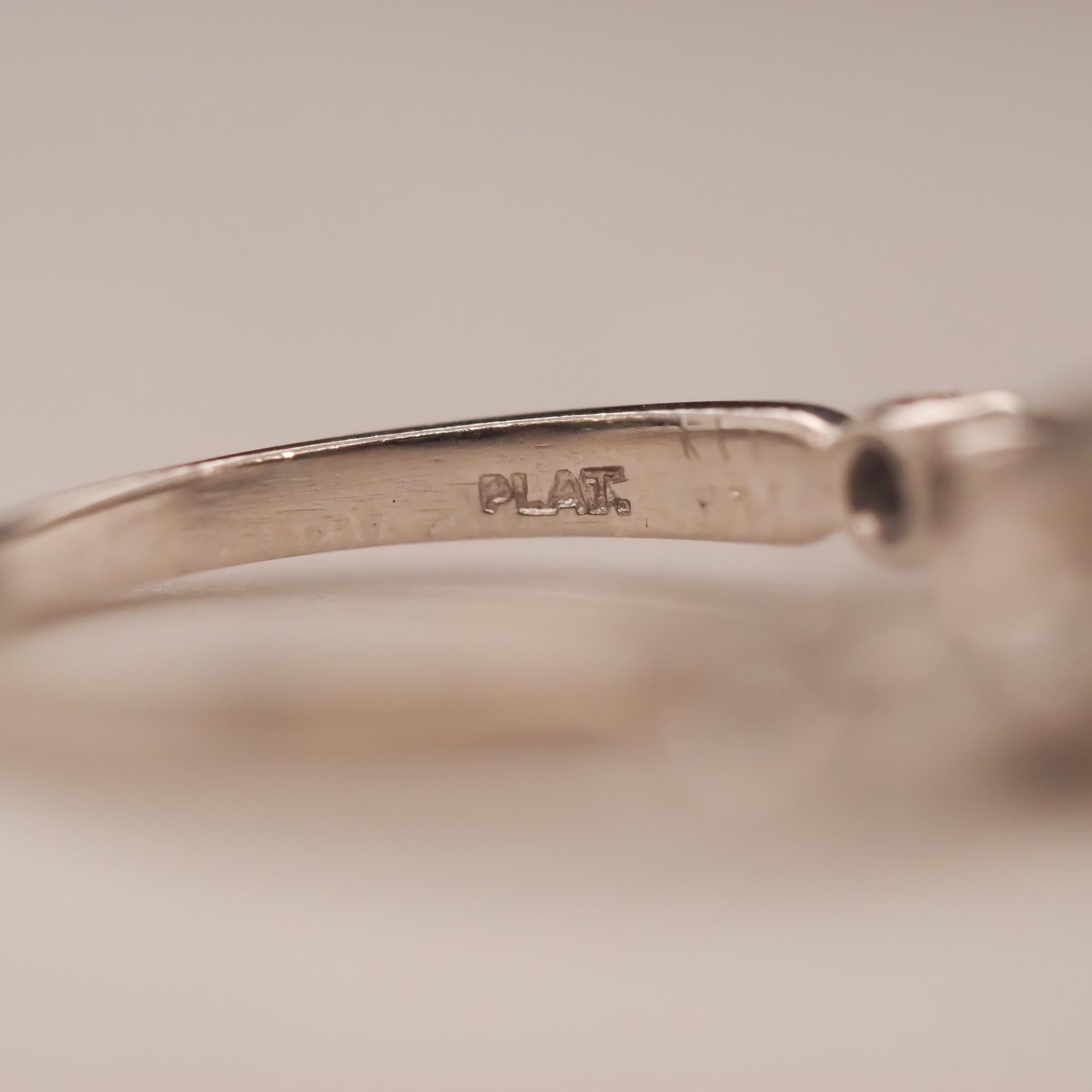 Circa 1930s Art Deco .85ct Old European Brilliant Diamond Engagement Ring For Sale 5
