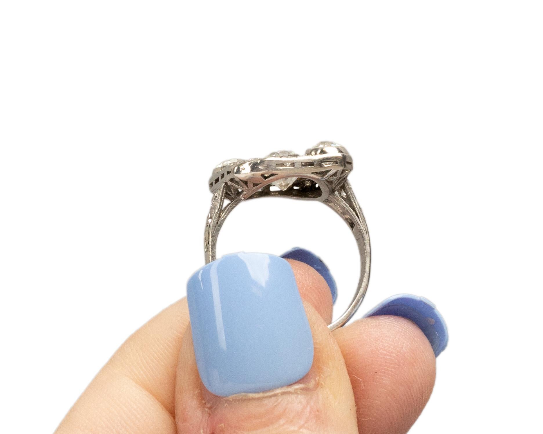 Circa 1930s Art Deco Onyx & Diamond GIA 1.26ct Old European Brilliant Ring For Sale 3