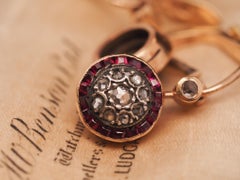 Circa 1930s Art Deco Ruby and Rose Cut Diamond Earrings