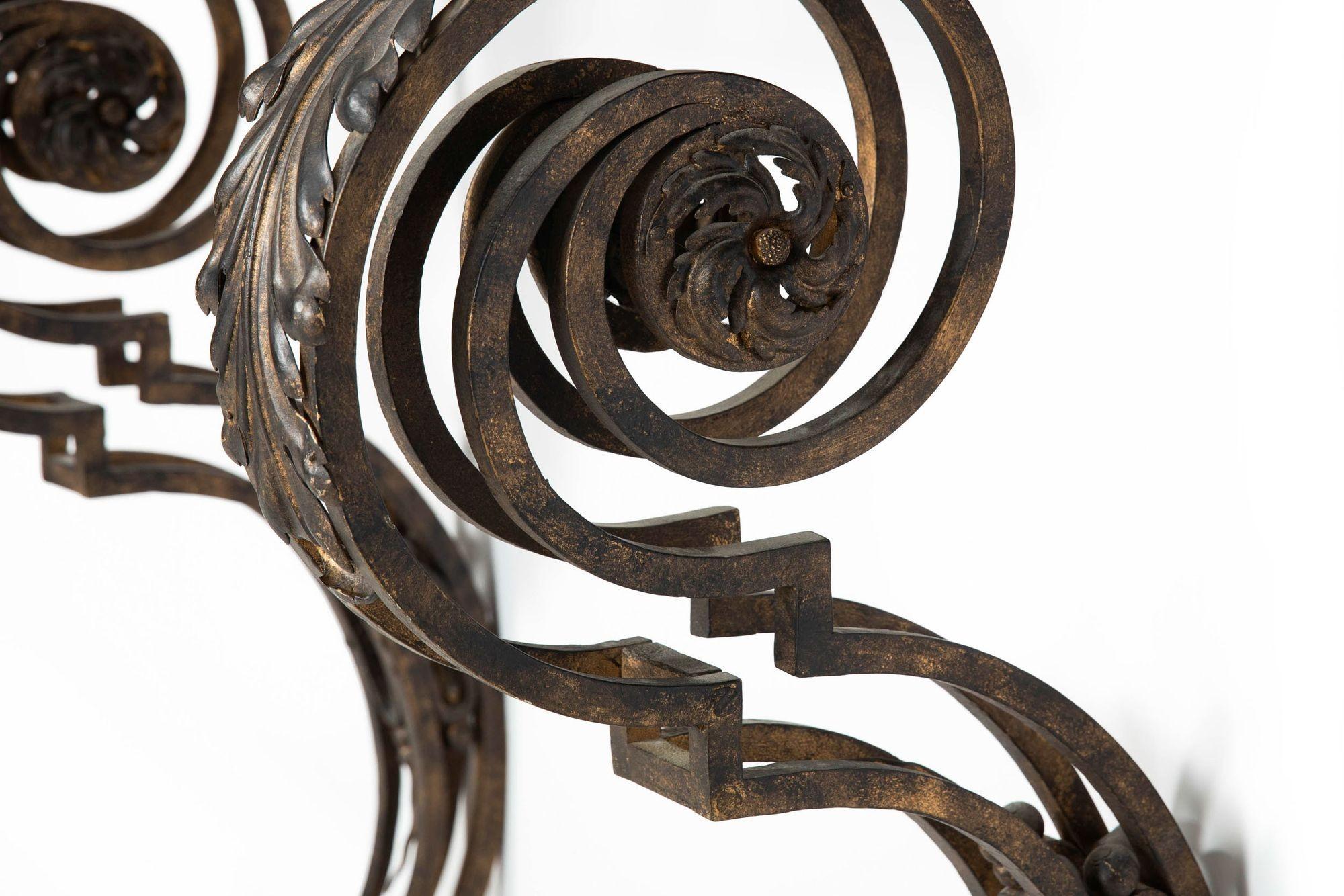 Circa 1930s Art Deco Wrought-Iron Marble Console Pier Table For Sale 7