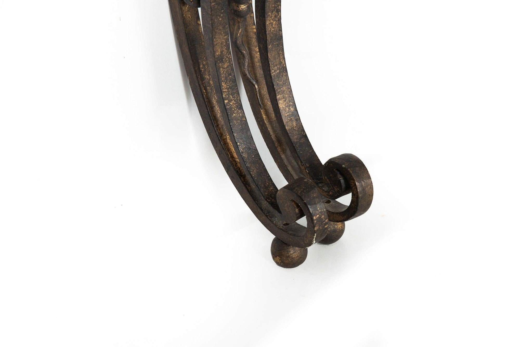 Circa 1930s Art Deco Wrought-Iron Marble Console Pier Table For Sale 8