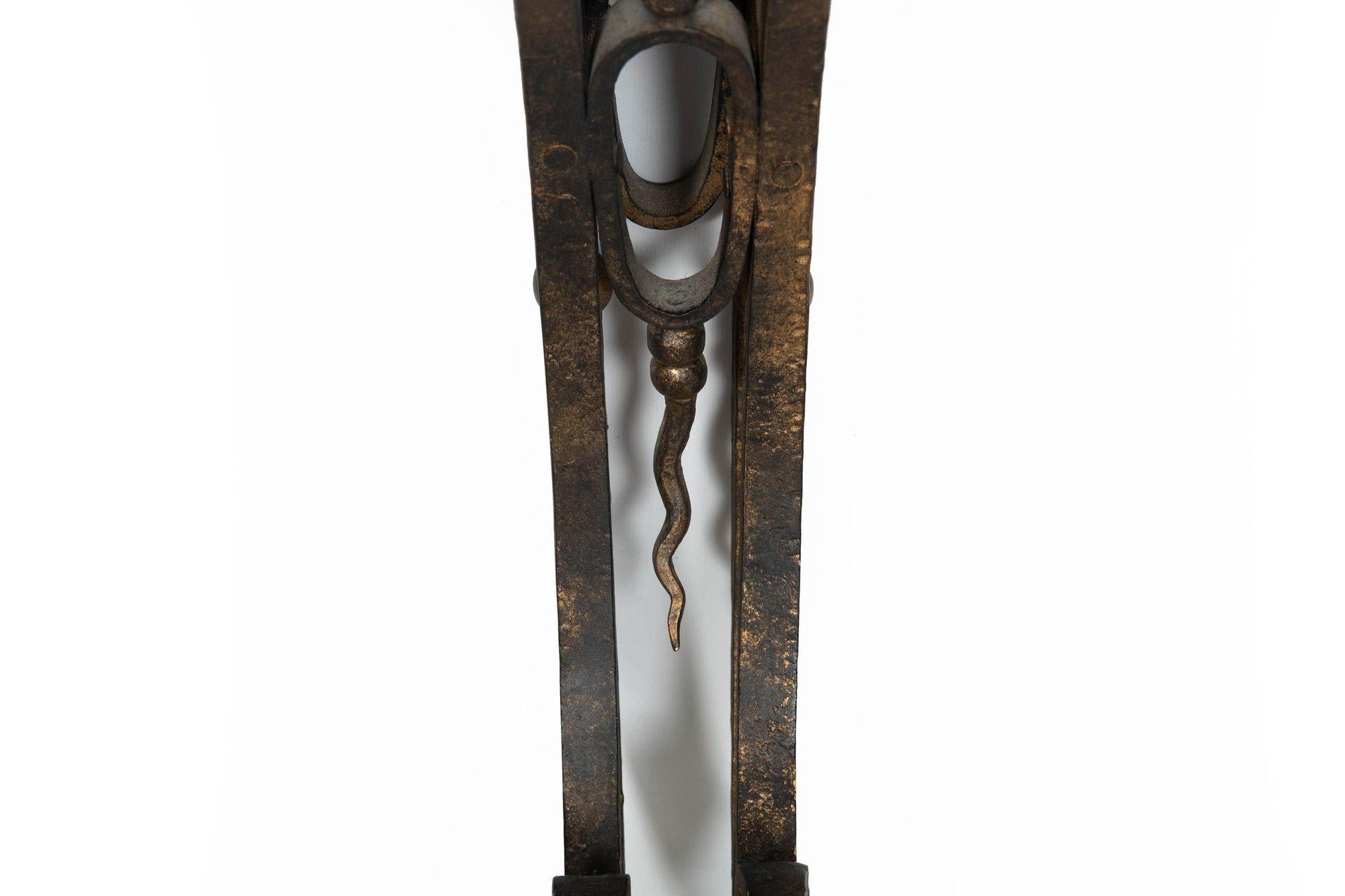 Circa 1930s Art Deco Wrought-Iron Marble Console Pier Table For Sale 12