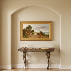 Circa 1930s Art Deco Wrought-Iron Marble Console Pier Table