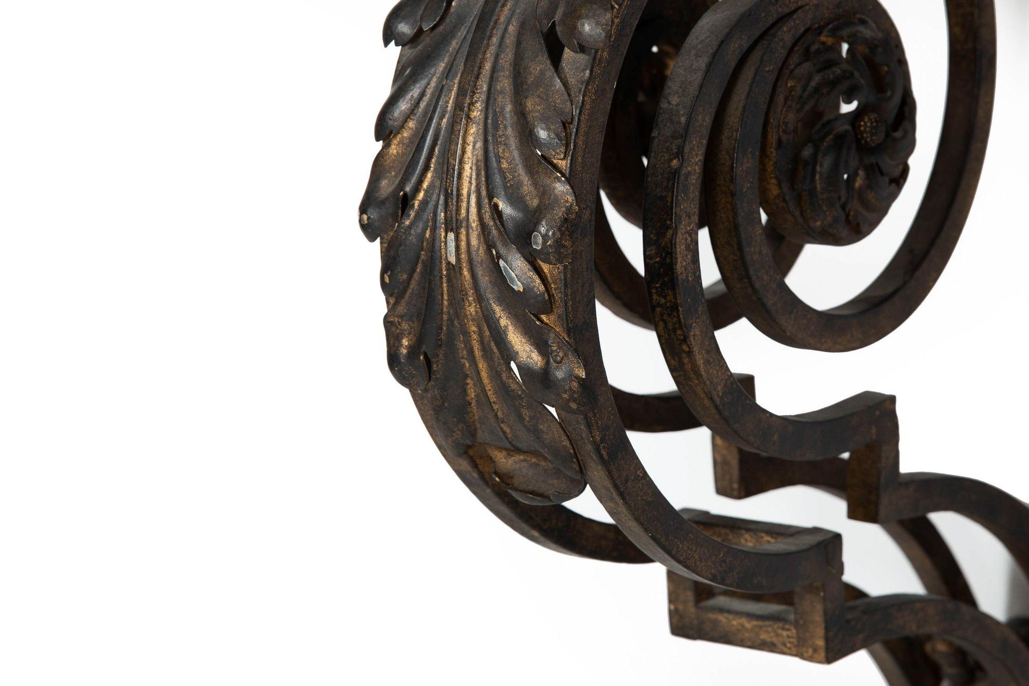 Circa 1930s Art Deco Wrought-Iron Marble Console Pier Table For Sale 14
