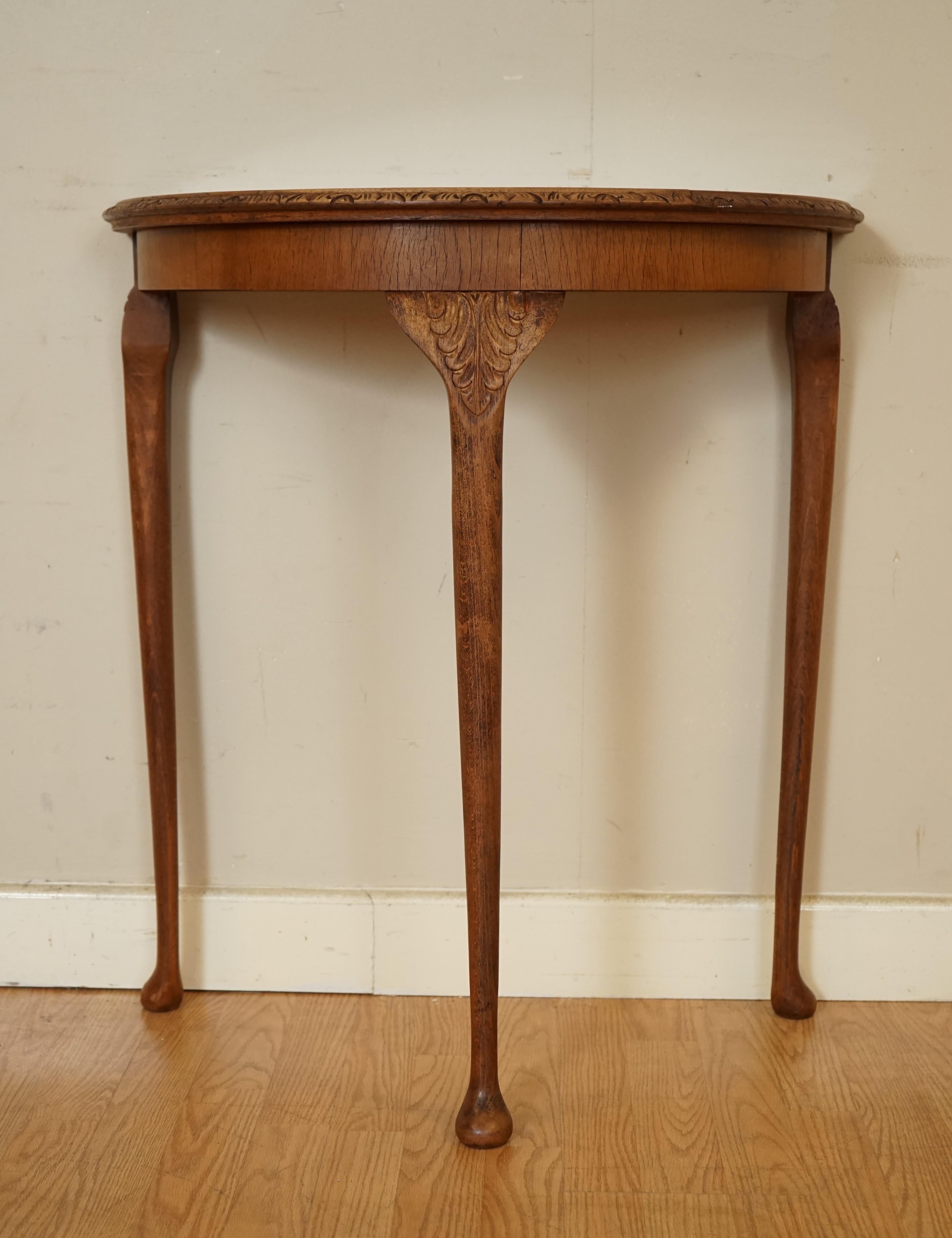 20th Century Burr Walnut Art Deco Bowfront Console Table Plant Stand, circa 1930's