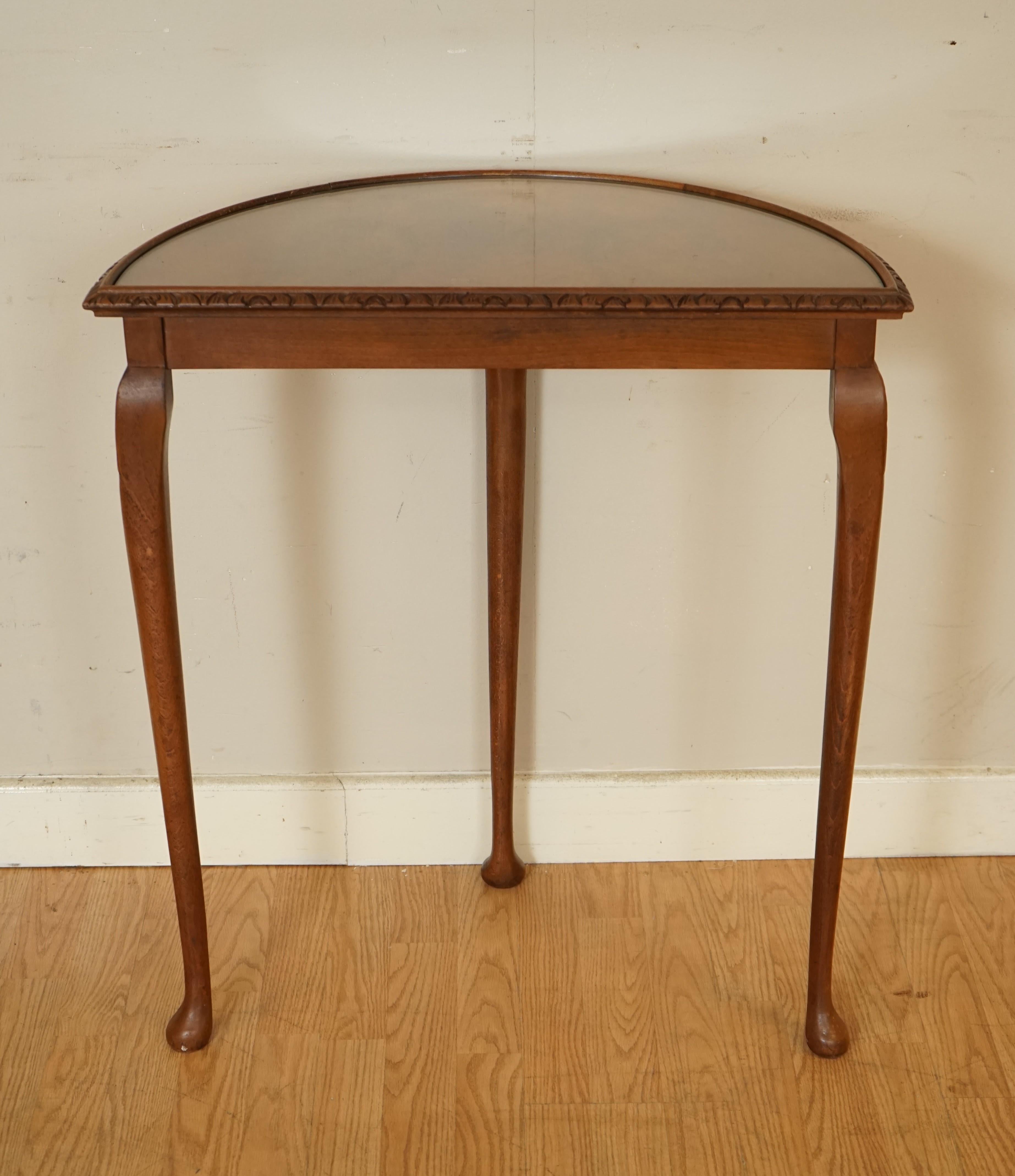 Burr Walnut Art Deco Bowfront Console Table Plant Stand, circa 1930's 2