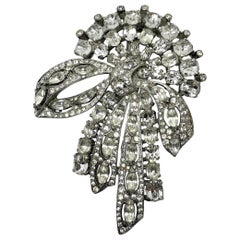 Vintage Circa 1930s Eisenberg Original Clear Faceted Stone Clip Brooch In Original Box