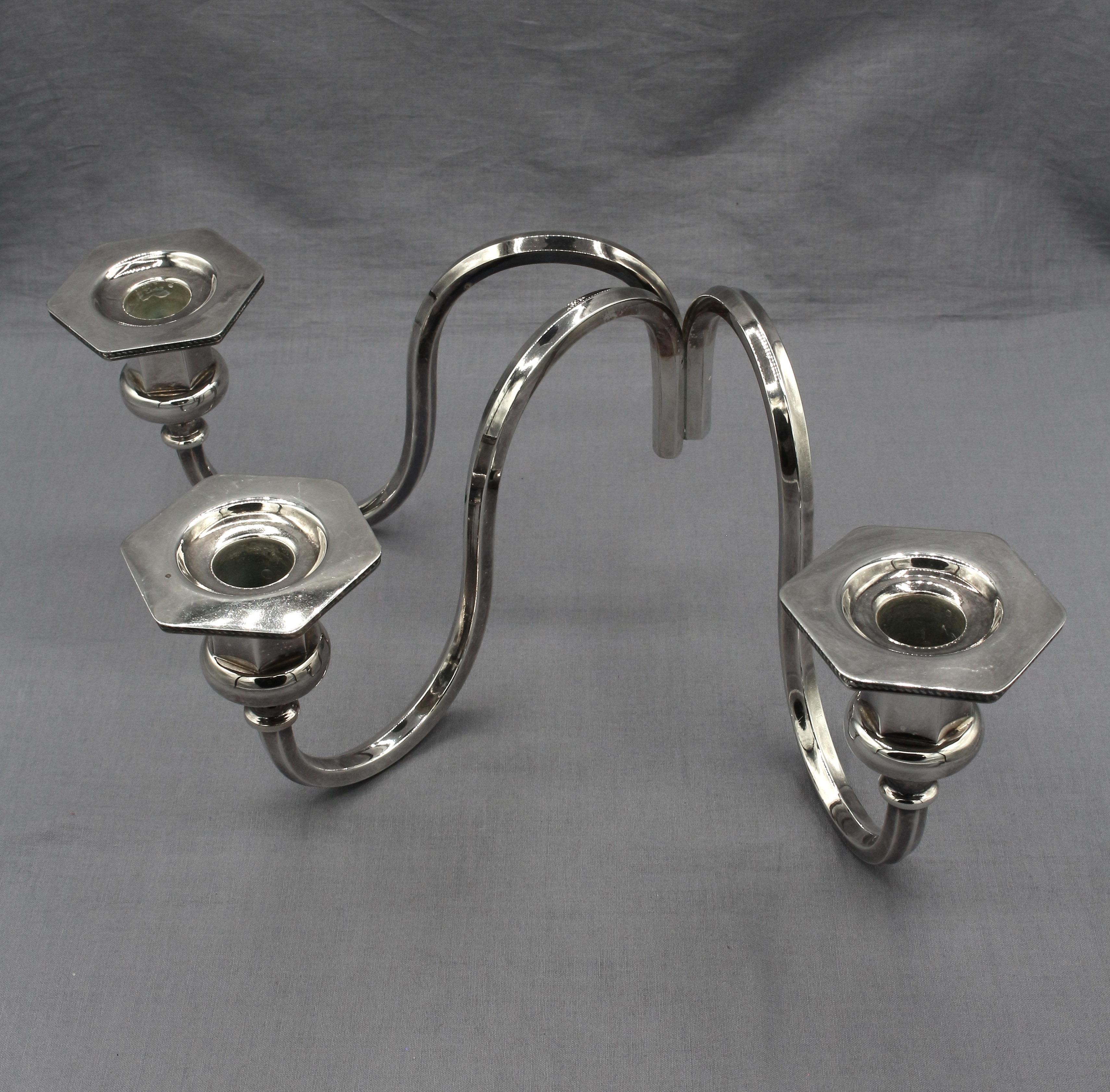 Circa 1930s English Silver on Copper 3-Light Wall Sconce For Sale 3
