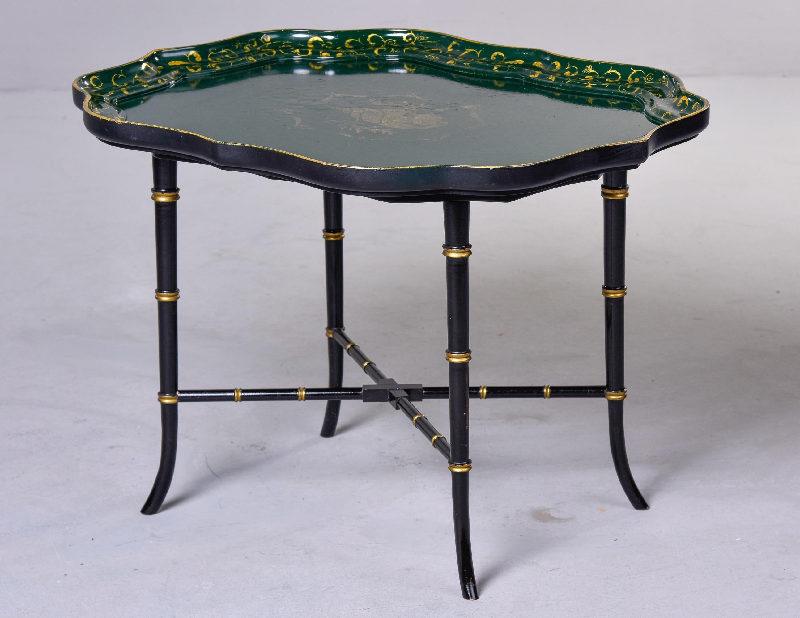 Circa 1930s English Tray Top Table with Faux Bamboo Base For Sale 4