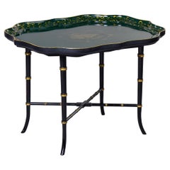 Circa 1930s English Tray Top Table with Faux Bamboo Base