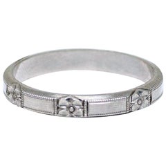 Floral Motif Milgrain Palladium Vintage Wedding Band, circa 1930s