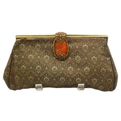 Vintage Circa 1930s French Silk Brocade Clutch