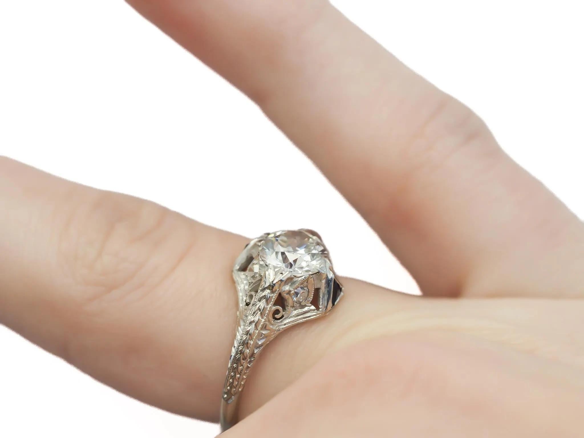 Verlobungsring, GIA 1,03 Karat alter europäischer Diamant, ca. 1930er Jahre (Alteuropäischer Schliff) im Angebot